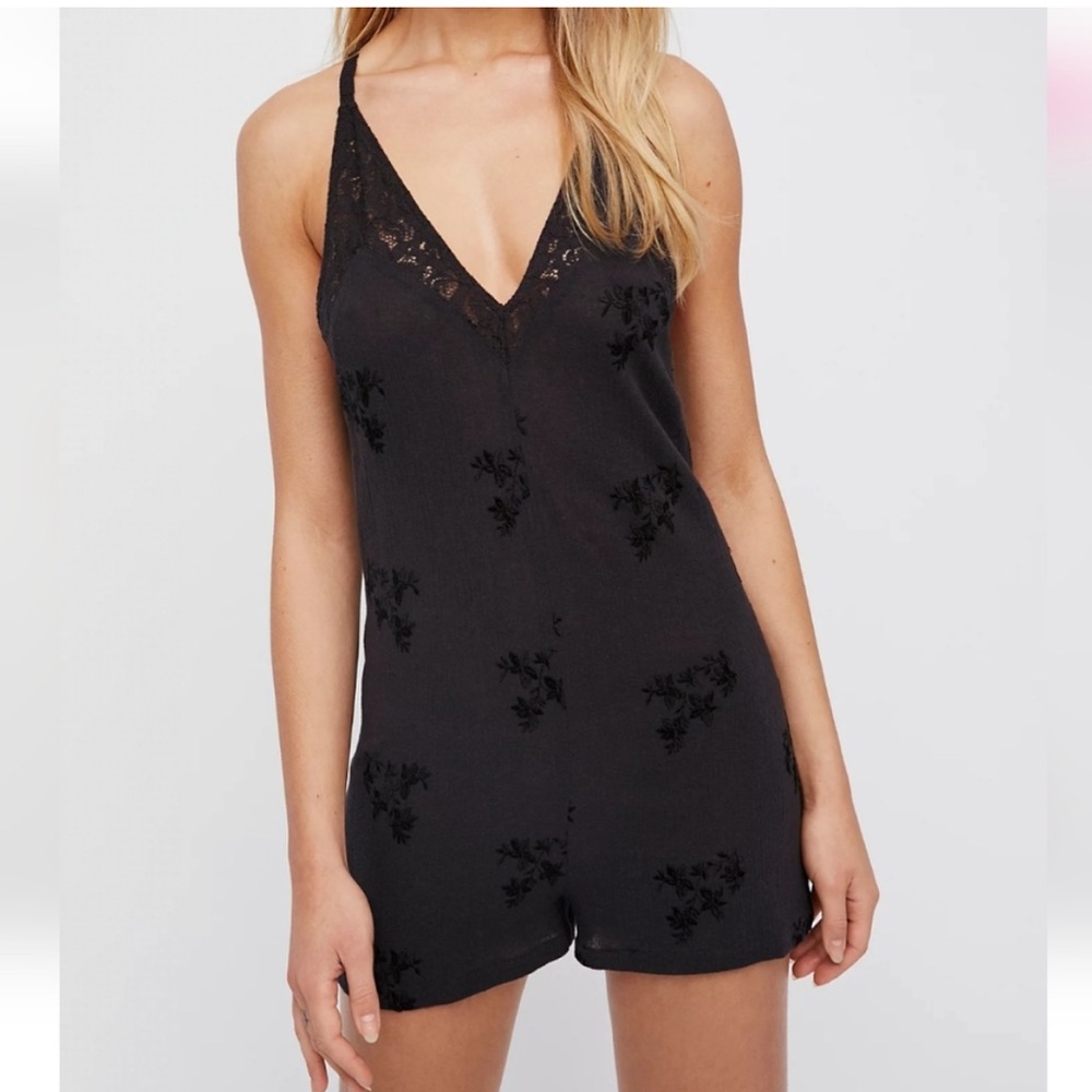 Free People Troubadour Romper in Black Size S